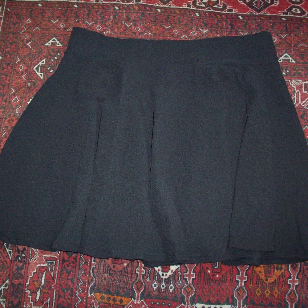 Pleated Black Mini Skirt Textured Elastic Waist - Women's Size 3XL Moon Wood new